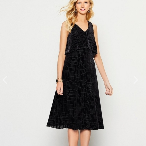 H by Halston Dresses & Skirts - Halston Black Velvet Burnout Dress Fully Lined